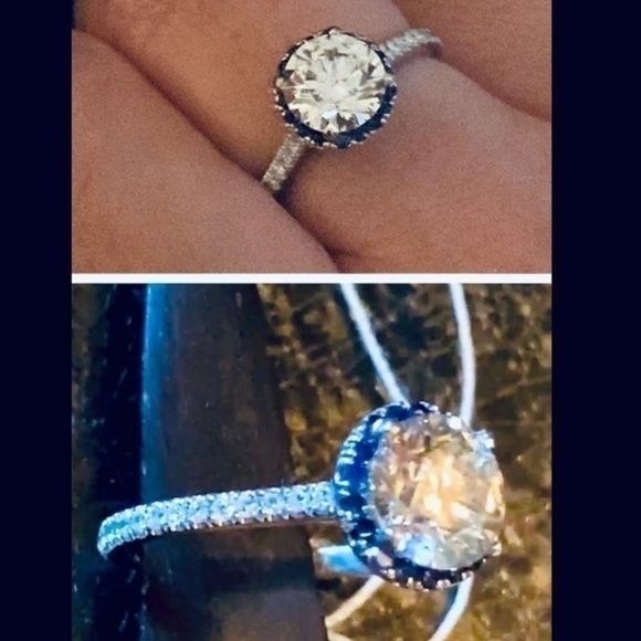 Big Dimond Sapphire Ring collection natural Dimond European edition New - Picture 3 of 15